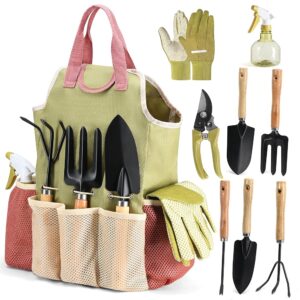 10-Piece Gardening Instruments Set – Complete Heavy-Responsibility Backyard Software Package with Fashionable Purse – Sturdy Gardening Provides Excellent as Presents for Ladies