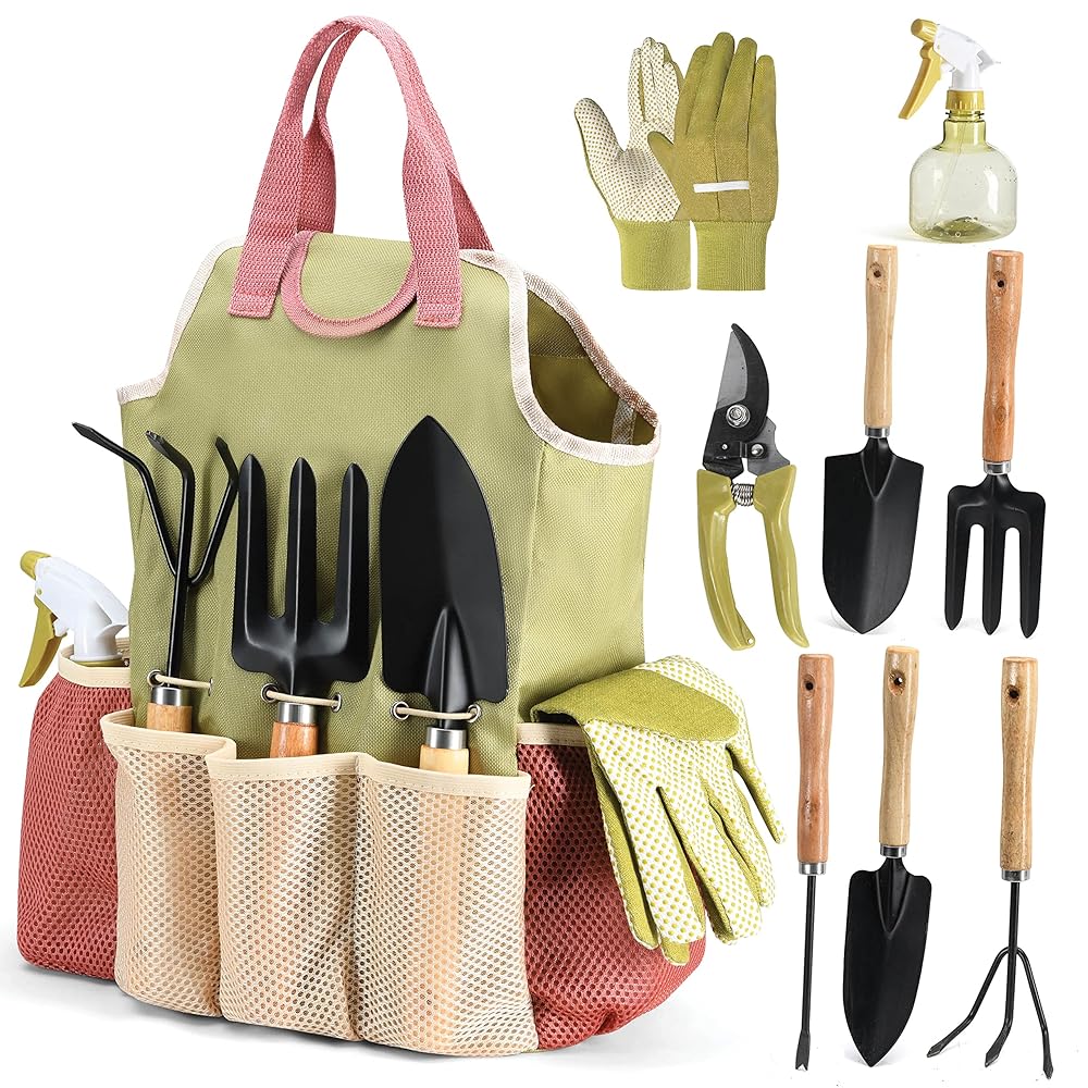 10-Piece Gardening Instruments Set – Complete Heavy-Responsibility Backyard Software Package with Fashionable Purse – Sturdy Gardening Provides Excellent as Presents for Ladies