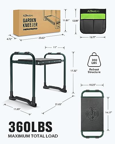 2024 Upgraded Heavy-Responsibility Backyard Kneeler and Seat - Foldable Gardening Stool with 10" Huge Design for Stability and Sturdiness, Alleviates Knee and Again Ache, Options Elegant...