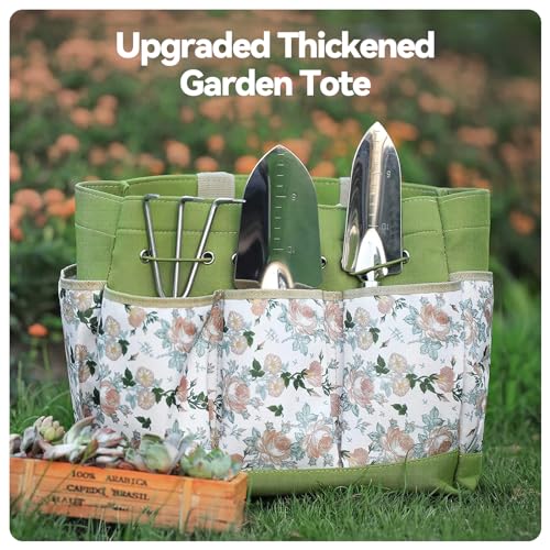 9-Piece Heavy-Obligation Gardening Instrument Set with Trendy and Sturdy Organizer Bag – Rust-Proof Hand Instruments, Excellent Gardening Items for Girls