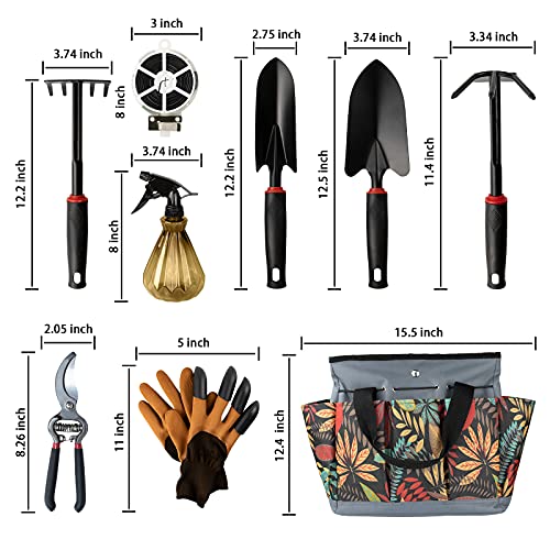 Backyard Instrument Set for Gifting, Versatile Yard Instrument Storage Tote, Sturdy Alloy Gardening Instruments with Comfy Non-Slip Rubber Grip, Good for Digging, Planting, and Pruning