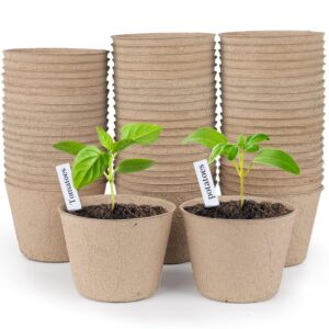 Homenote 60-Pack 4-Inch Spherical Peat Pots for Seed Beginning, That includes Drainage Holes and Together with 20 Bonus Plant Labels