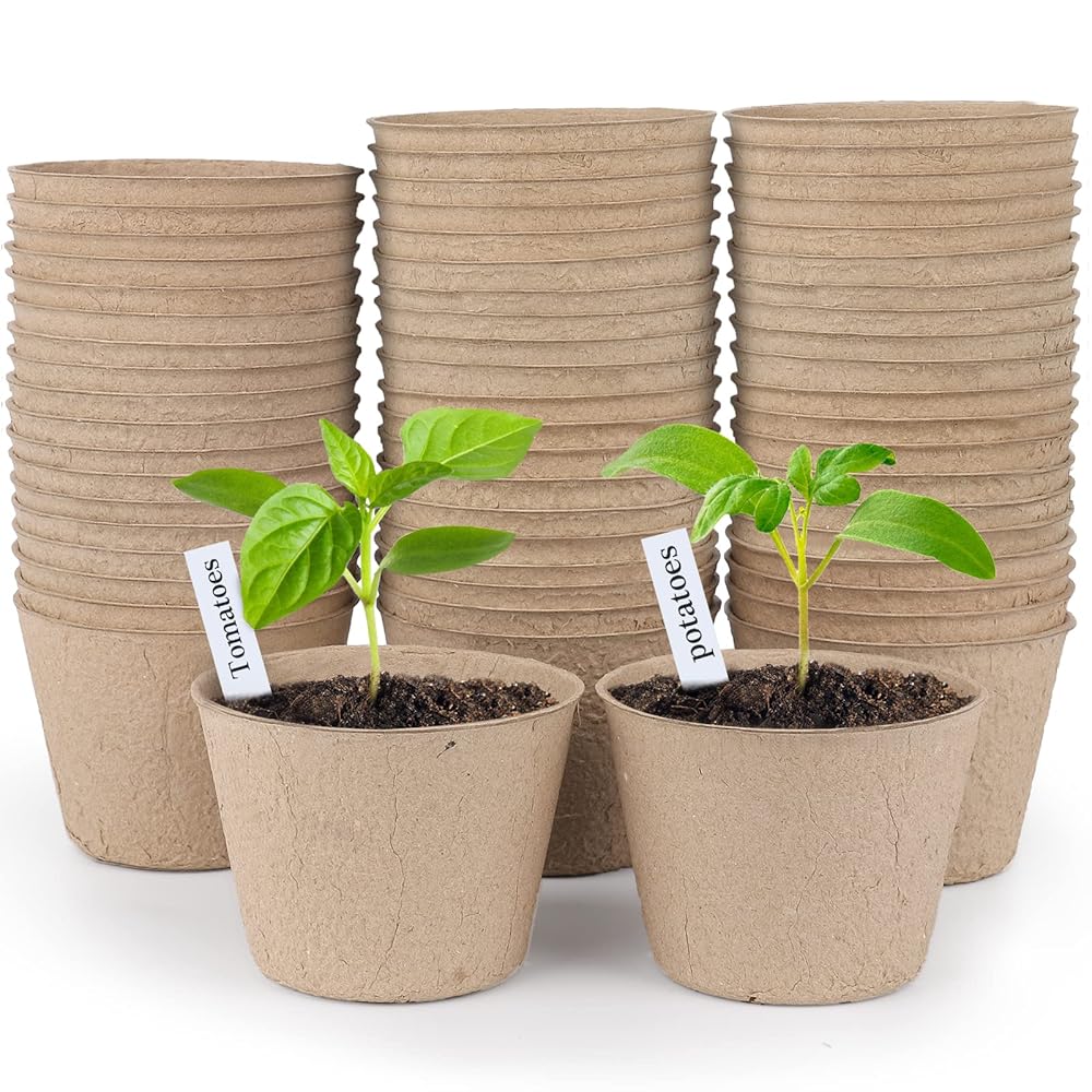 Homenote 60-Pack 4-Inch Spherical Peat Pots for Seed Beginning, That includes Drainage Holes and Together with 20 Bonus Plant Labels