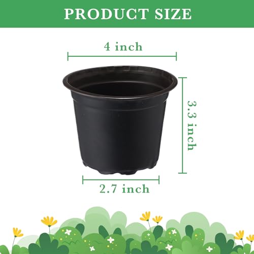 Hushee 1500-Pack 4-Inch Plastic Nursery Pots for Seed Beginning and Seedlings with Drainage Holes - Indoor/Out of doors Planting Containers for Flowers