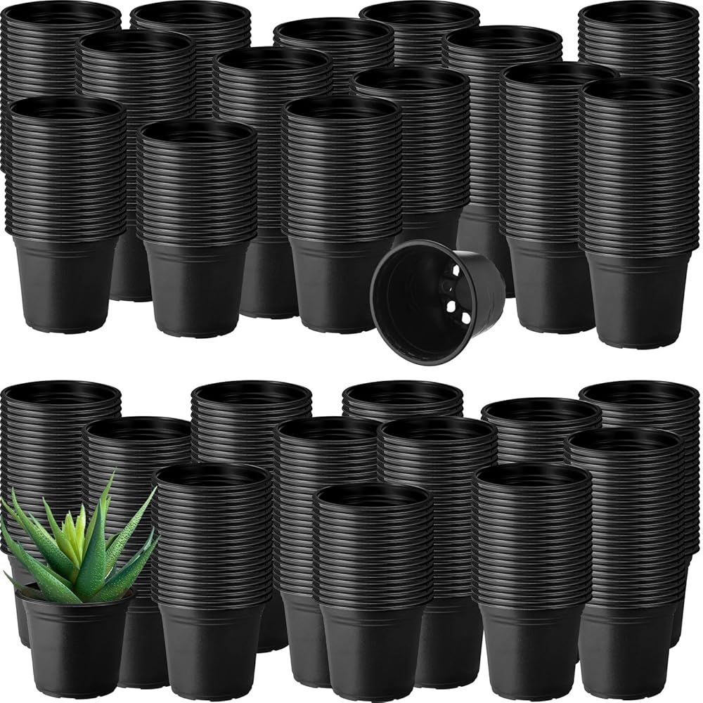 Hushee 1500-Pack 4-Inch Plastic Nursery Pots for Seed Beginning and Seedlings with Drainage Holes – Indoor/Out of doors Planting Containers for Flowers