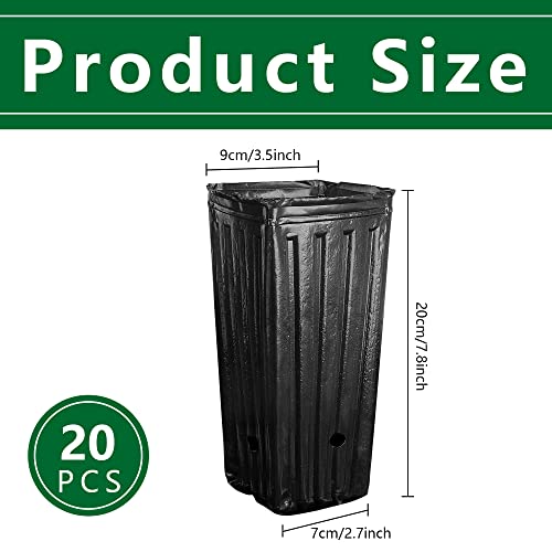 Iceyyyy 20-Pack Tall Plastic Nursery Pots, 7.8-Inch Deep Containers for Seedlings and Flowers, Best for Indoor and Outside Backyard Use