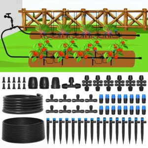 MIXC 230FT Computerized Drip Irrigation System with Fast Connectors – Full Backyard Sprinkler Package for Garden, Raised Beds, and Greenhouses (1/4” Hose Included)