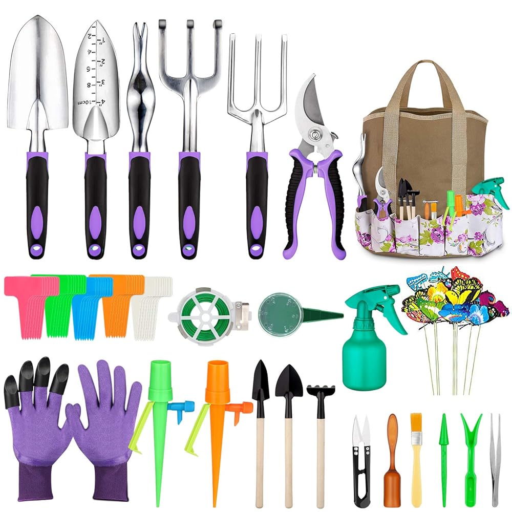 Tudoccy 83-Piece Backyard Instruments Set with Succulent Instruments, Sturdy Aluminum Gardening Gear, Ergonomic Non-Slip Handles, Contains Storage Tote Bag – Excellent for Presents